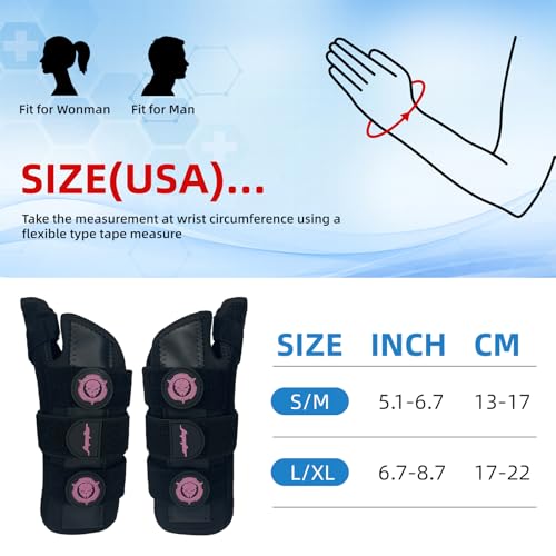 JUPITER Carpal Tunnel Wrist Brace with Thumb Support, Day & Night Thumb Spica Splint for Right Hand, Ideal for De Quervains Tenosynovitis, Tendonitis & Typing Pain Relief - Small/Medium, Black-Pink for Men & Women