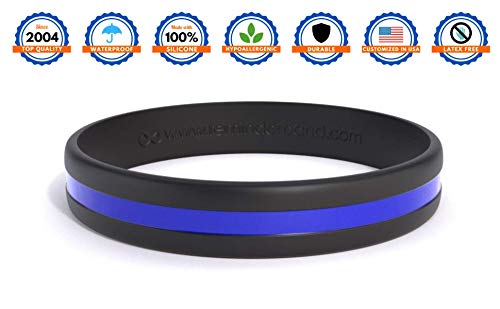 Thin Blue Line Silicone Wristband - Large Police Support Bracelet