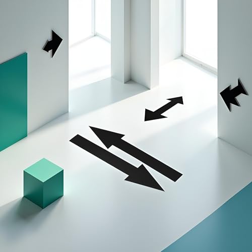 8"x2" Arrow Sticker Black, 10 Pack PVC Removable Self Adhesive Waterproof Floor Decal Wall Marking Arrow Sign for Road Instructions, Wall Stickers and Murals