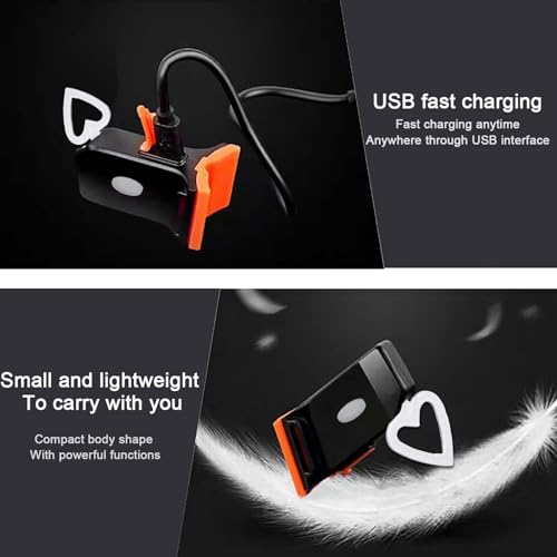 USB Rechargeable Heart-Shaped Bike Tail Light - 5 Modes Waterproof