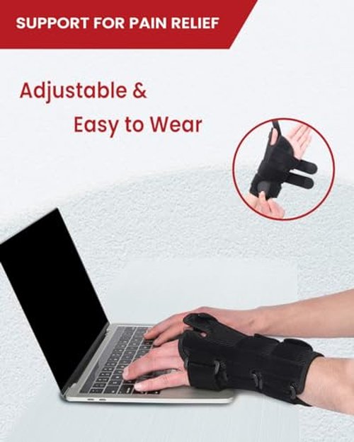 Hurmoya Wrist Brace with Thumb Spica Splint – Support for Carpal Tunnel, De Quervain's, Tendonitis, Arthritis & Trigger Thumb Pain for Men & Women (Medium - Left Hand)