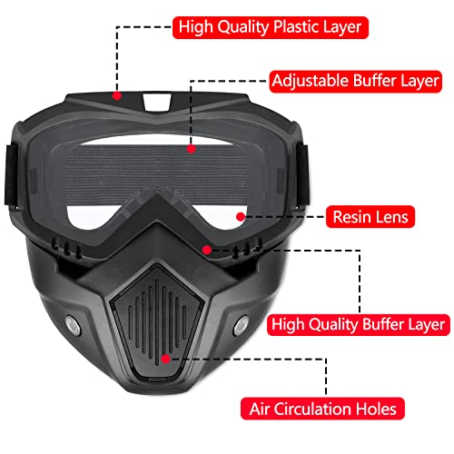 Tactical Airsoft Mask with Goggles - Black Detachable Design