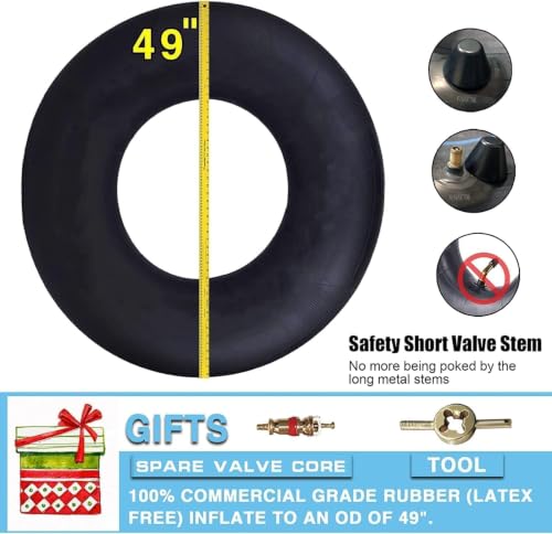 49 Inch Heavy Duty Rubber Snow Tube for Winter & Summer Fun
