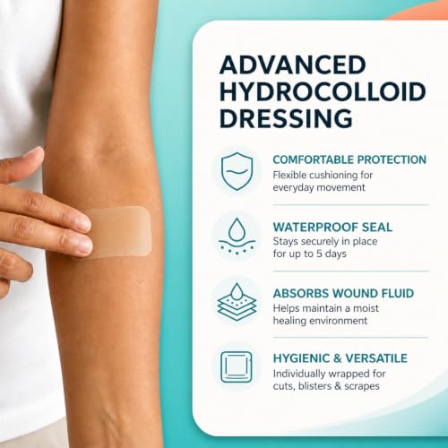 Hydrocolloid Wound Bandages - Fast Healing, Waterproof, 40 Count