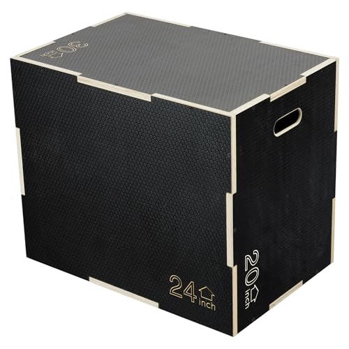 3 in 1 Non-Slip Wooden Plyo Box - 30" x 24" x 20" for Home Gym