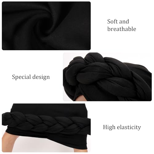 2 Pack African Turban Head Wraps with Big Braid Decoration – XEPST (Black & Gray)