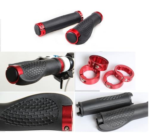 Ergonomic Rubber Mountain Bike Handlebar Grips - Red
