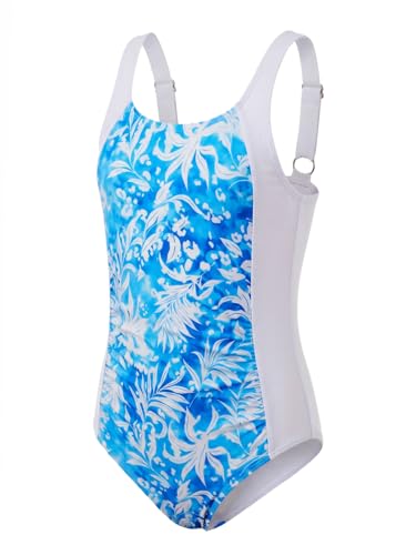 Kids One-Piece Swimsuit with Adjustable Straps - Light Blue, 7-8 Years