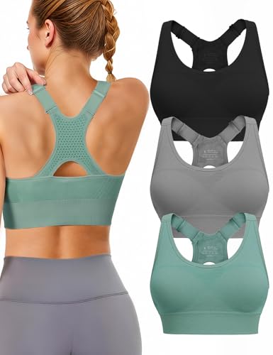 High Support Adjustable Sports Bras for Women - 3 Pack