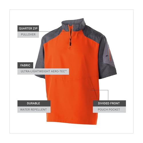 Holloway Raider Pullover Cage Jacket Orange 3XL Weather-Resistant Quarter Zip