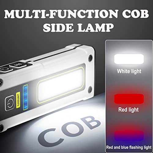 Rechargeable LED Tactical Flashlight with Red Blue COB Work Light - Black