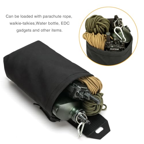 IDOGEAR Black Molle Dump Pouch Mini Folding Tool Bag for Tactical Belt & Backpack