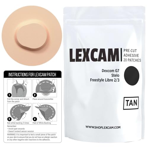 Lexcam Waterproof Tan Dexcom G7 Over Patches Sweatproof Skin-Friendly Adhesive
