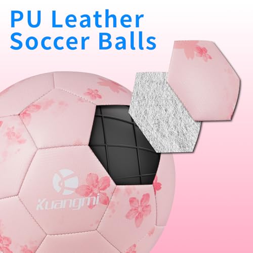 Kuangmi Sakura Size 5 Soccer Ball - Indoor & Outdoor Match Ball for Adults & Youth