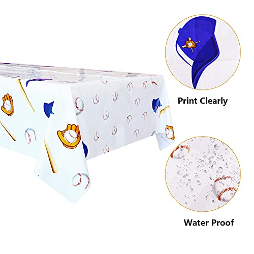 Baseball Themed Tablecloth - 4 Pack Disposable Plastic Covers