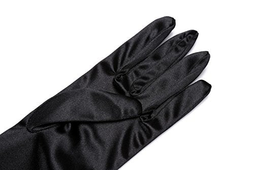 Long Satin Opera Gloves - Elegant Black Evening & Formal Costume Gloves