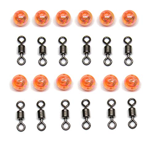 Carolina Rig Swivel Kit - 12 Roller Swivels & Beads for Bass Fishing