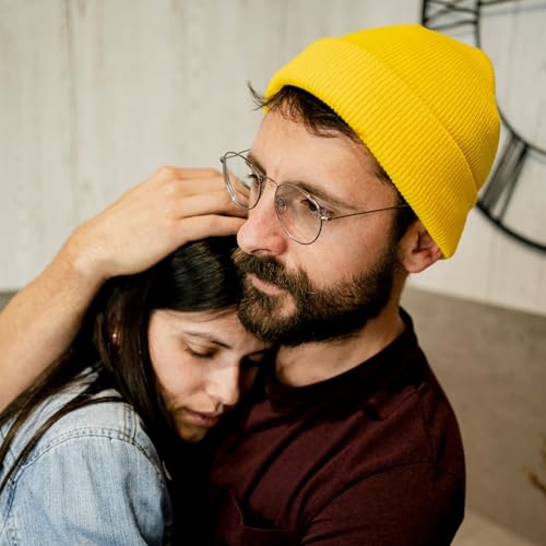 Warm Unisex Beanie Hat - Soft Knit Skull Cap - Yellow