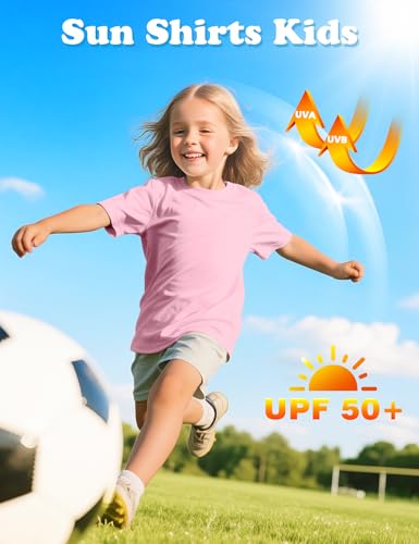 Boys Rash Guard Swim Shirt UPF 50+ Quick Dry - Pink 5-6 Years