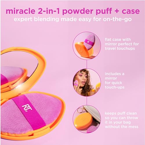 Miracle 2-In-1 Powder Puff Set with Travel Case - 2 Pieces