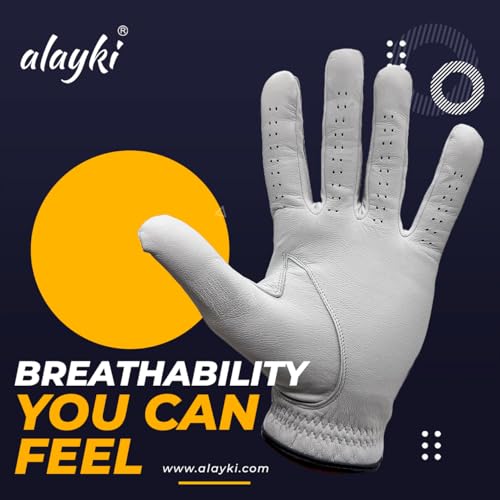 Premium Golf Glove - 100% Natural Sheep Leather, Medium Size - Superior Grip & Comfort