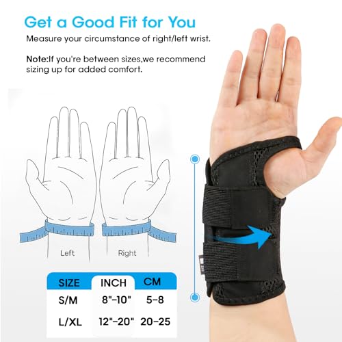 Breathable Carpal Tunnel Wrist Brace - Adjustable Support, Right L/XL