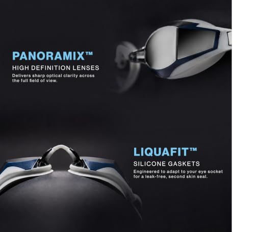 TYR Stealth-X Performance Swim Goggles Mirrored Silver/White Low Profile Racing