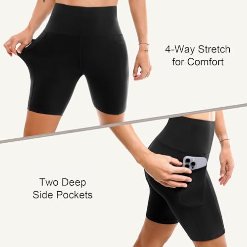 Womens Biker Shorts with Pockets | High Waisted Tummy Control