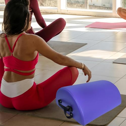 Portable Pilates Barrel with PU Leather Handles - Purple