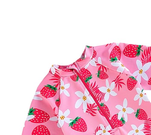 Toddler Girl Swimsuit One-Piece Rash Guard with Flower Print 1-2T - YAGATA
