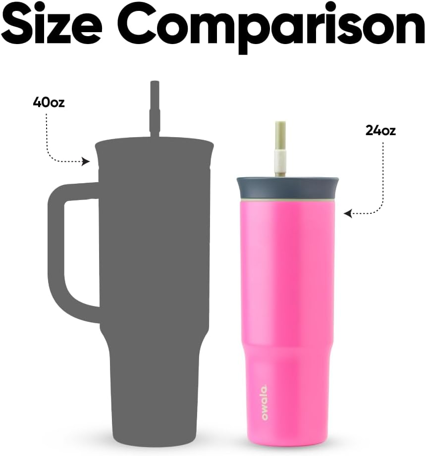 Owala Stainless Steel Travel Tumbler - Triple Layer Insulation, Spill Resistant Lid & Straw, 24 oz | Watermelon Breeze