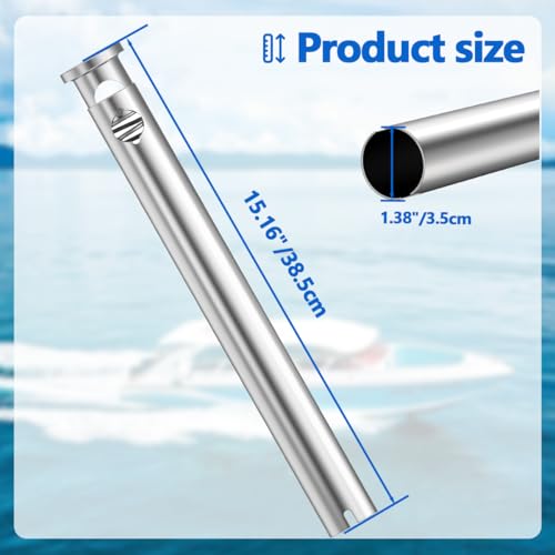 FUCNEN 304 Stainless Steel Boat Fender Holder - Adjustable Flush Mount Rod Insert, 15° Cleat for Pontoon/Yacht Docking (1 Pack Fender Pole Insert)