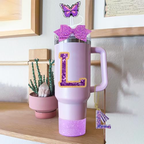 7-Piece Stanley Cup Accessories Set - Letter L, Silicone Straw Covers & Charms
