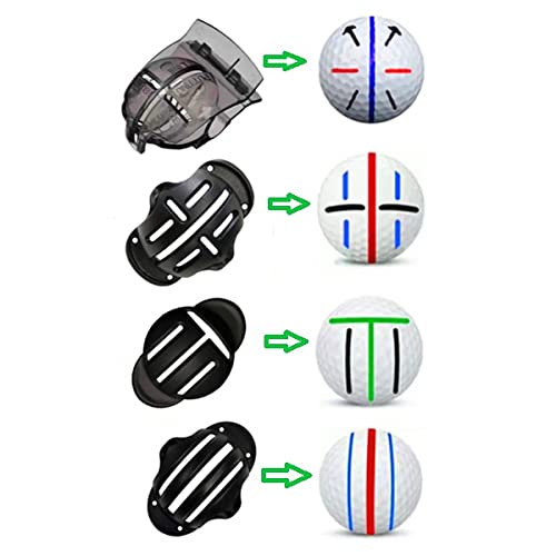 Golf Ball Marker Set - 4 Colors & 4 Stencils for Alignment