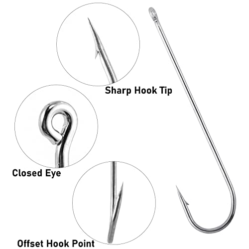 Aberdeen Fishing Hooks - 100 Pack, Extra Long Shank, Light Wire