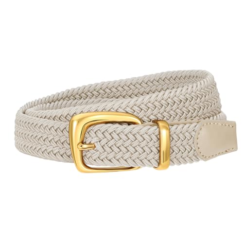 Elastic Braided Belt for Women - Stretch Woven Waist Belt, Grey (Fits 31–35 in)