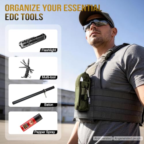 Onetigris Green Molle Flashlight Holster 500D Nylon Tactical Pouch Belt Carry