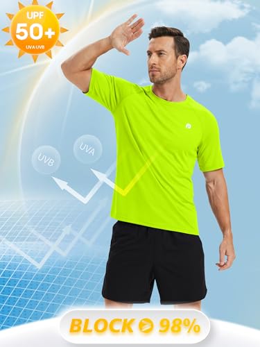 PINSPARK Workout Shirts for Men Short Sleeve UPF 50+ Quick Dry Gym