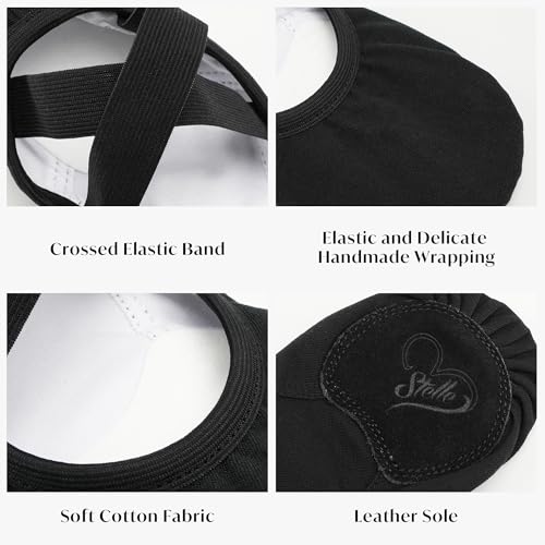 Ballet Shoes for Women - Highly Stretch Canvas Dance Slippers - Black