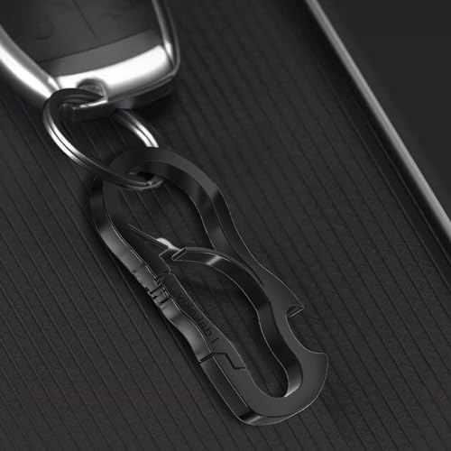 Zinc Alloy Carabiner Keychain with Bottle Opener - Black