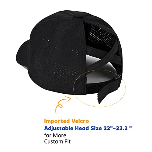 Cross Ponytail Baseball Cap - Black, One Size