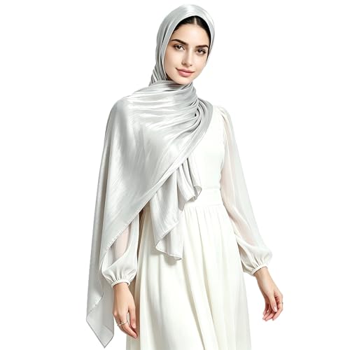 Lightweight Shimmer Hijab Scarf - Grey 8#