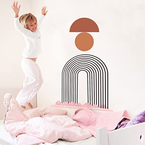 Large Boho Arch Wall Art Murals - Modern Peel and Stick Terracotta Decals for Bedroom, Living Room, Office