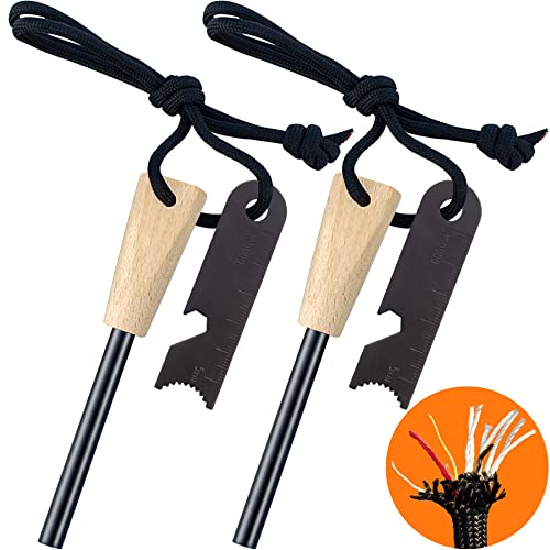 2-Pack Magnesium Fire Starters with Paracord & Multi-Tool