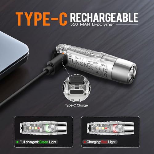 S12Pro Keychain Flashlight Rechargeable,750 High Lumen EDC Mini Flashlight with Clip,Multifunction COB Light with 365nmUV-11 Lighting Modes, Tail Magnet, Flash Light