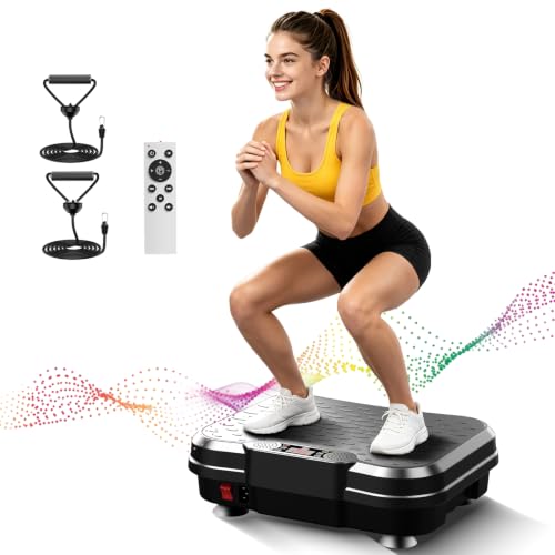 Vibration Plate Exercise Machine - 250 Speed Levels, 400 Lbs Capacity, Slim Black