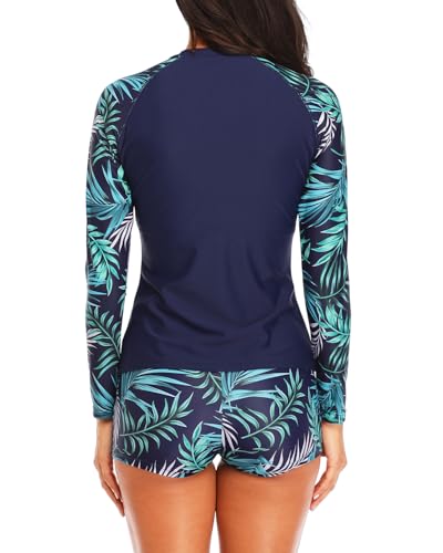 Daci Women’s Two-Piece Rash Guard Swimsuit UPF 50+ Blue 20 Plus