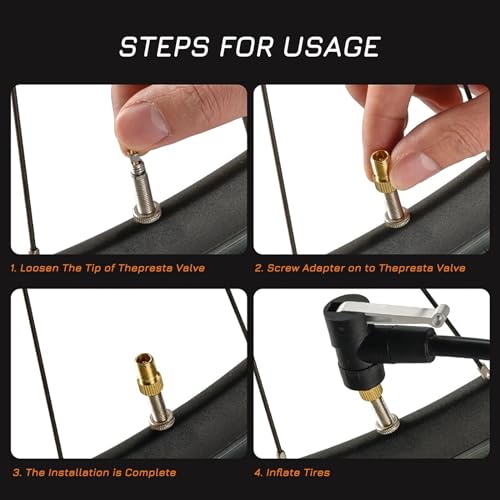 6 PCS Brass Presta to Schrader Valve Adapters for Bicycle Tire Inflation