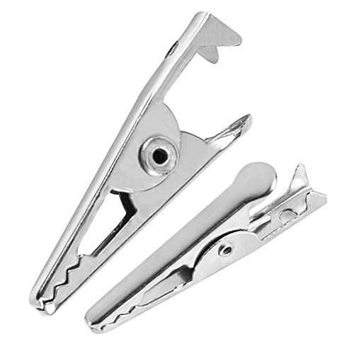 100PCS 1.06IN / 27mm Mini Metal Alligator Clips, Crocodile Clamps Silver Tone Nickel Plated Test Line Spring Clamps, Crocodile Clips for Laboratory Electric Testing Work and Cable Lead Clip