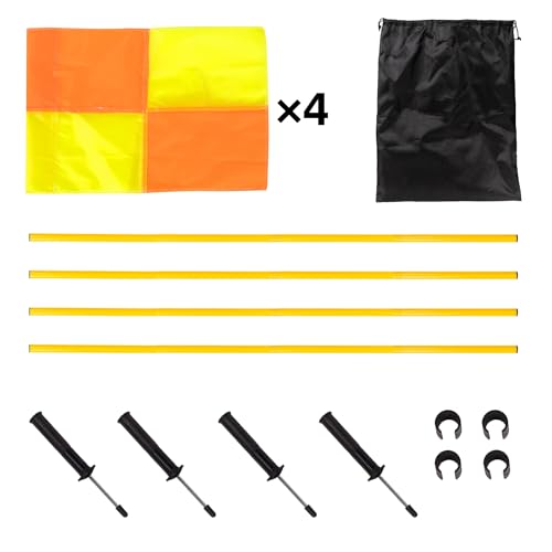 5FT Soccer Corner Flags Set of 4 - Spring Loaded Agility Poles